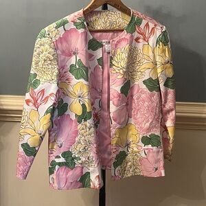 Rafael size 8 yellow pink  Floral Women's Jacket‎ open front